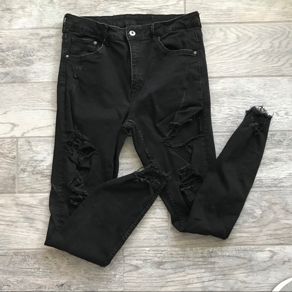 H&M ripped high waisted skinny jeans